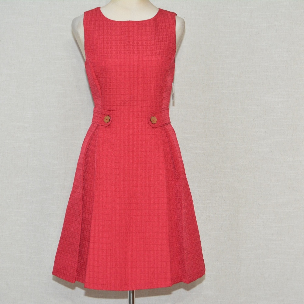 ModCloth So Sixties Pleated A-line Textured Dress